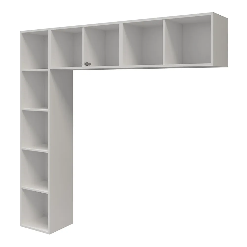Ensemble en L colonne et caissons suspendus blancs Atomia H. 187,5 x L. 187,5 x P. 37 cm>GoodHome Best