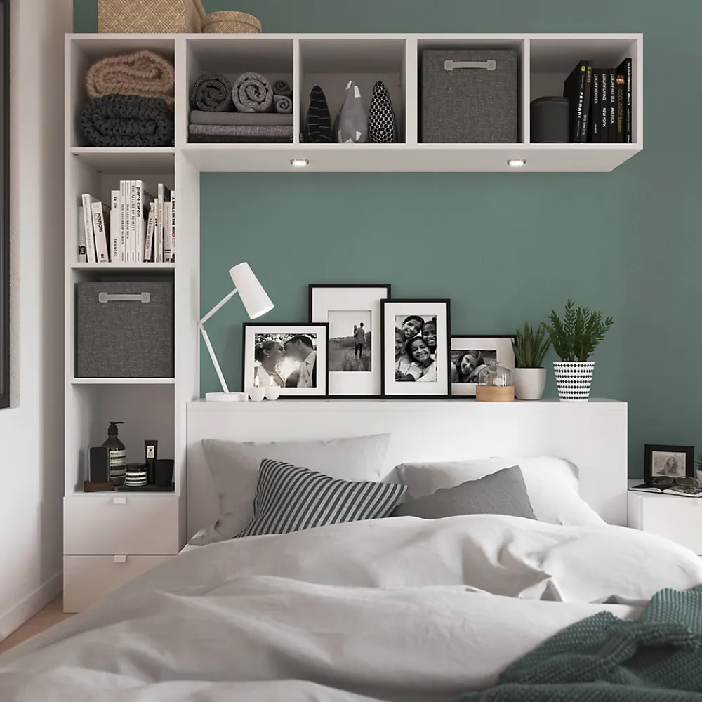 Ensemble en L colonne et caissons suspendus blancs Atomia H. 187,5 x L. 187,5 x P. 37 cm>GoodHome Best
