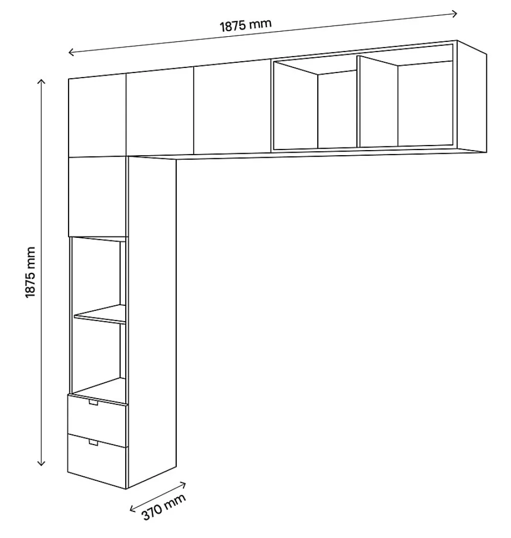 Ensemble en L colonne et caissons suspendus blancs Atomia H. 187,5 x L. 187,5 x P. 37 cm>GoodHome Best