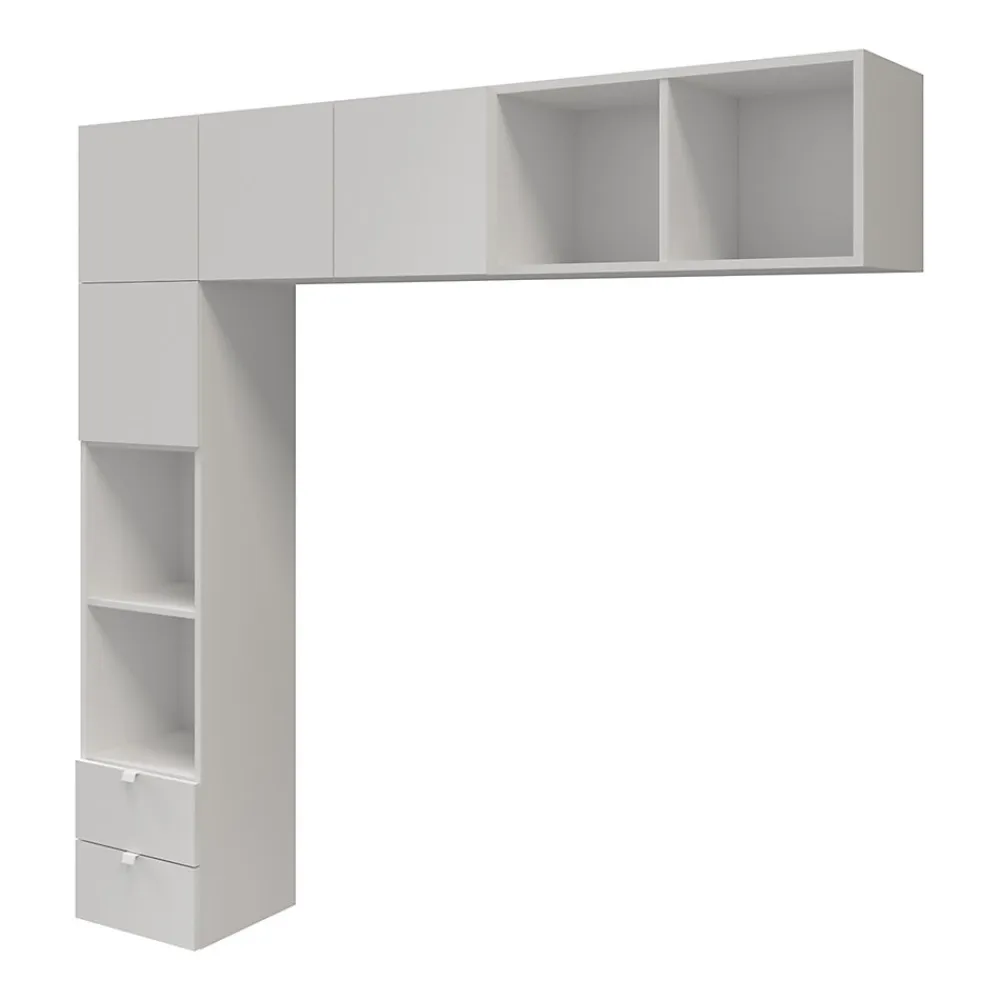 Ensemble en L colonne et caissons suspendus blancs Atomia H. 187,5 x L. 187,5 x P. 37 cm>GoodHome Best