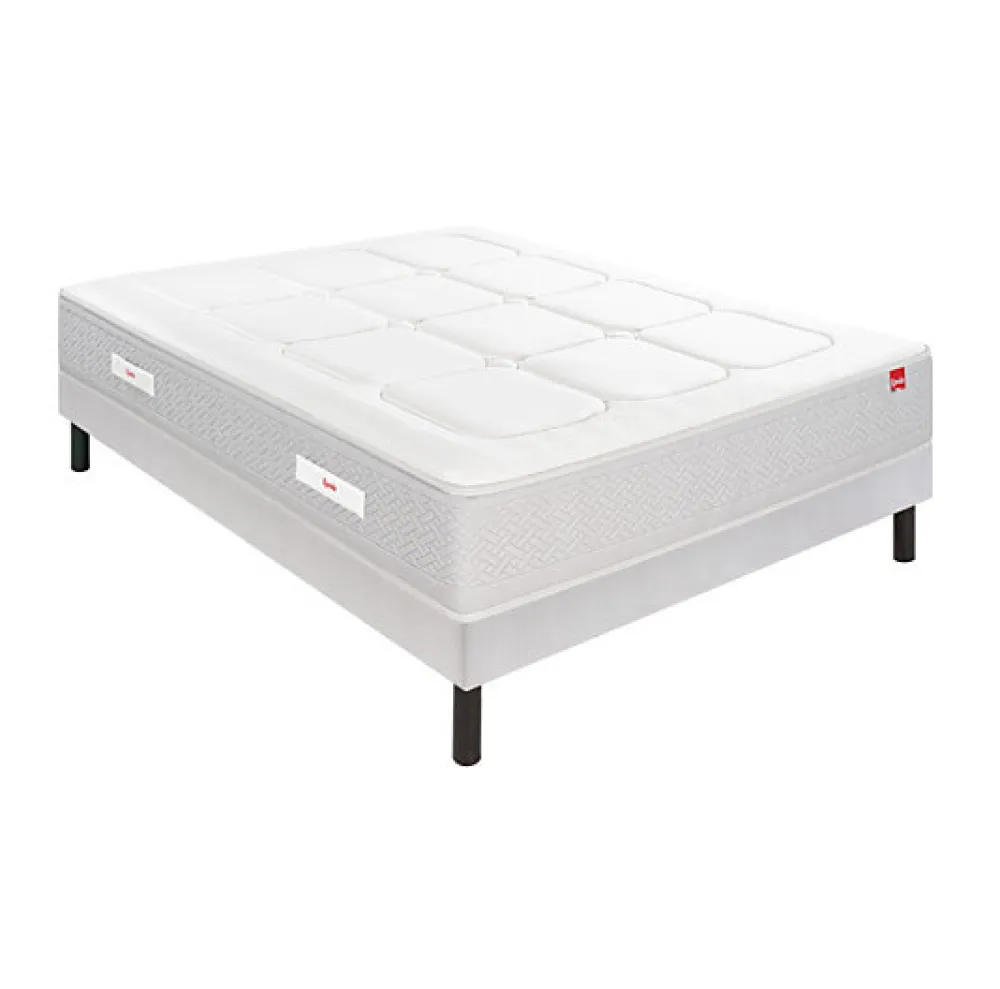 Ensemble L'INOUBLIABLE + Sommier Confort Medium + Pieds 90x200 Gris souris Ressorts>Epeda Outlet
