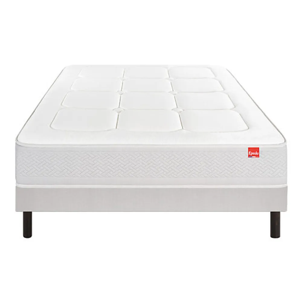 Ensemble L'INOUBLIABLE + Sommier Confort Medium + Pieds 90x200 Gris souris Ressorts>Epeda Outlet