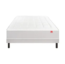 Ensemble L'ESCAPADE + Sommier Confort Medium + Pieds 200x200 Gris souris Ressorts et mousse à mémoire de forme><noscript><img width=