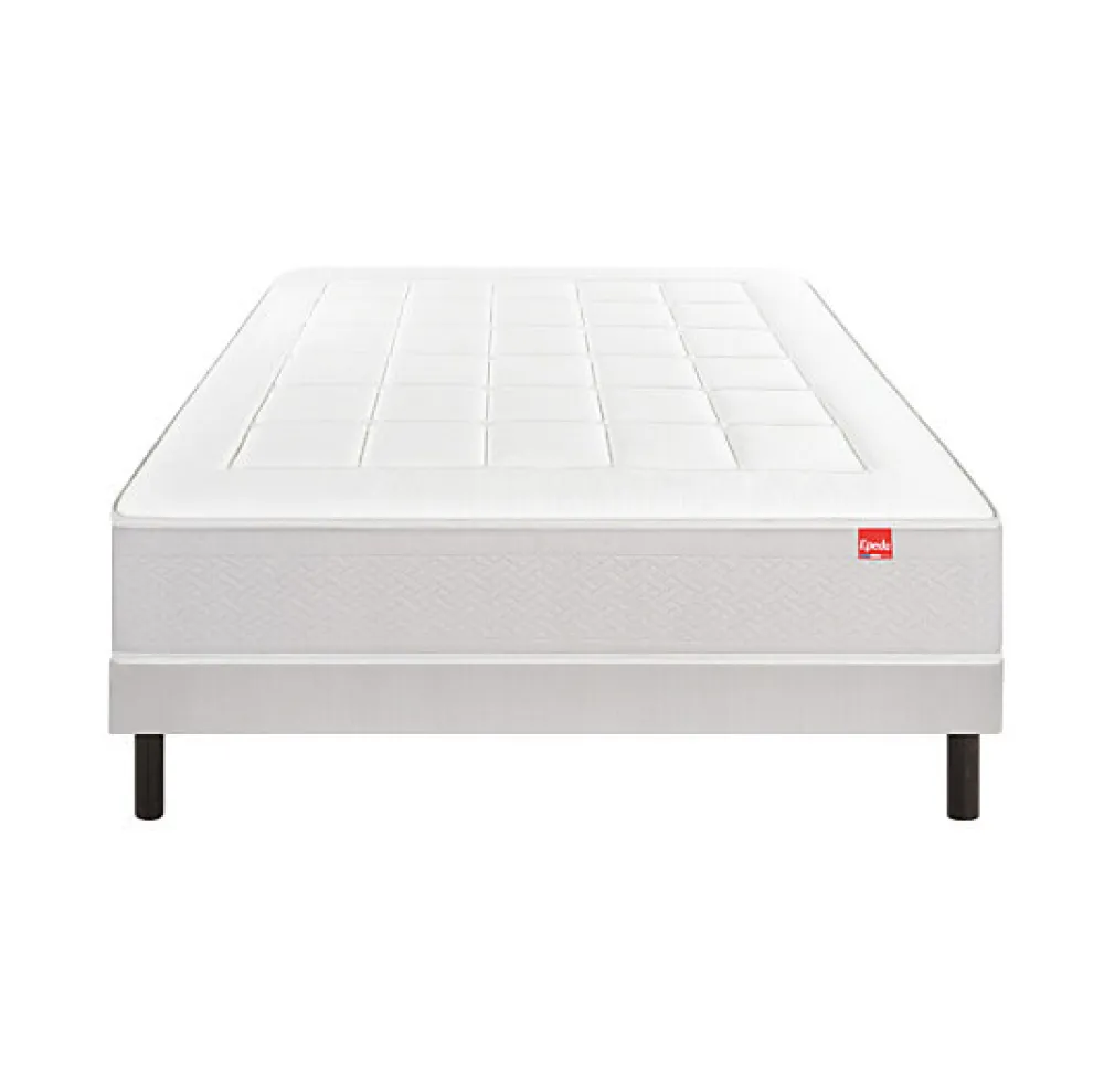 Ensemble L'ESCAPADE + Sommier Confort Medium + Pieds 140x200 Gris souris Ressorts et mousse à mémoire de forme>Epeda New