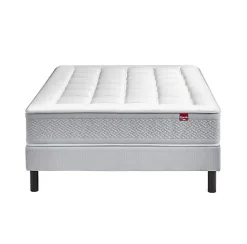 Epeda Ensemble LE MAJESTUEUX + Sommier Confort Medium + Pieds 200x200 Gris souris Ressorts* Ensemble Sommier Et Matelas