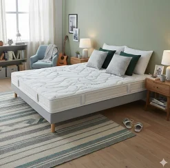 Ensemble MORPHOZONE 190 + Sommier Tradition Graphic 13cm + Pieds 160x200 Latex>Essenzia Outlet