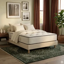 Ensemble GRAND PALAIS 3000 + Sommier tradition Graphic 19 cm + Pieds 160x200 Beige Ressorts><noscript><img width=