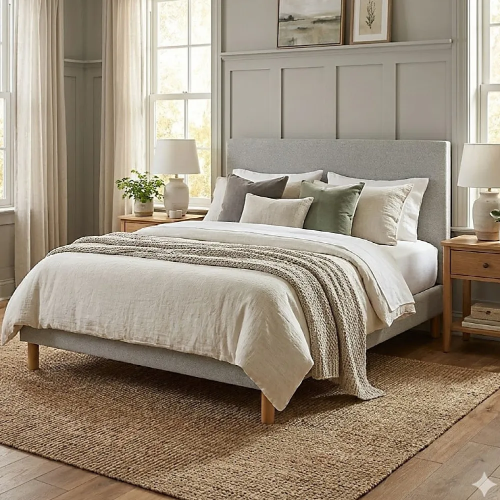 Essenzia Ensemble LEVITATION Ferme 1000 + Sommier Tradition Graphic 13 cm + Pieds 120x200 Gris clair Ressorts* Ensemble Sommier Et Matelas