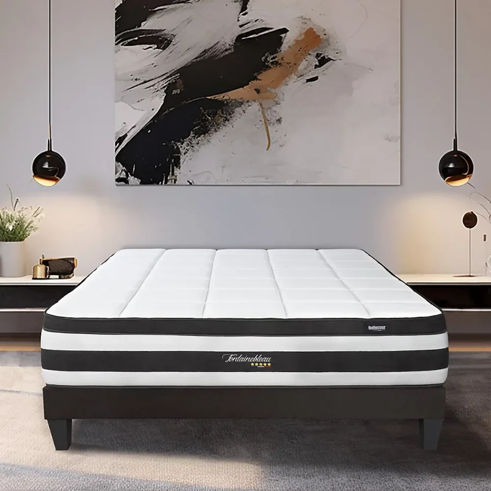 Bellecour Ensemble Fontainebleau 140x200 cm Matelas Ressorts ensachés + Sommier Bois* Ensemble Sommier Et Matelas
