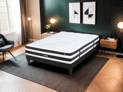 Bellecour Ensemble Fontainebleau 90x190 cm Matelas Ressorts ensachés + Sommier Bois* Ensemble Sommier Et Matelas