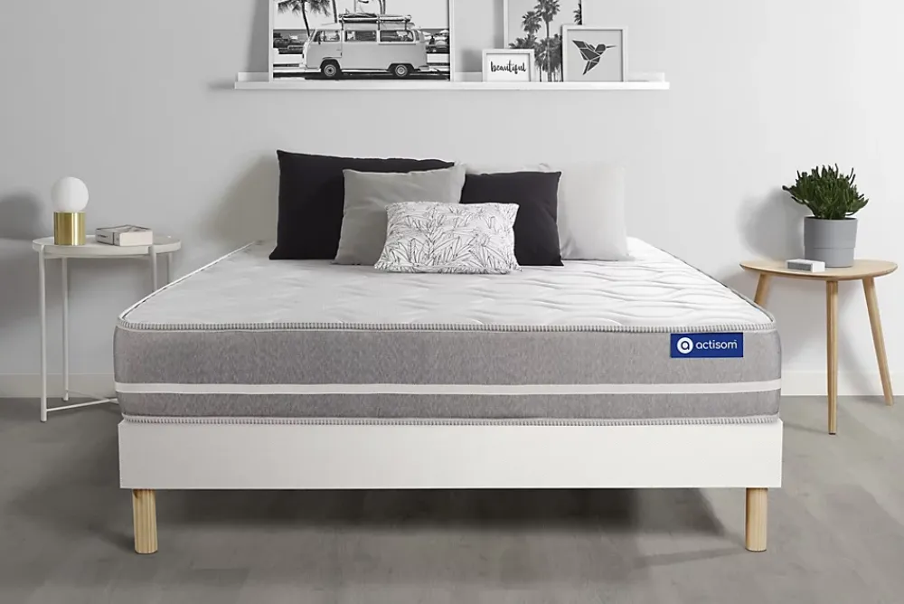 Actisom Ensemble Latex et mémoire de forme de confort Equilibré avec sommier kit* Ensemble Sommier Et Matelas