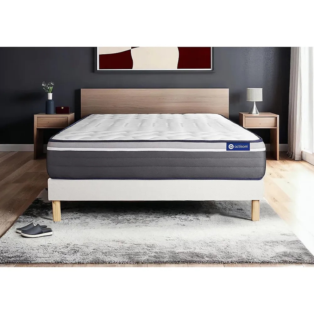 Actisom Ensemble Latex et mémoire de forme de confort Très ferme avec sommier kit* Ensemble Sommier Et Matelas