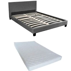 Weber Industries Ensemble Matelas + Lit 140x190 DUBLIN / Gris foncé* Ensemble Sommier Et Matelas