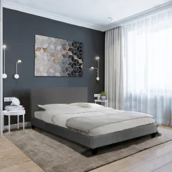 Weber Industries Ensemble Matelas + Lit 140x190 DUBLIN / Gris foncé* Ensemble Sommier Et Matelas