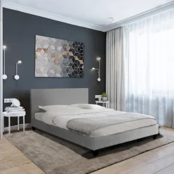 Ensemble Matelas + Lit 140x190 DUBLIN / Gris clair><noscript><img width=