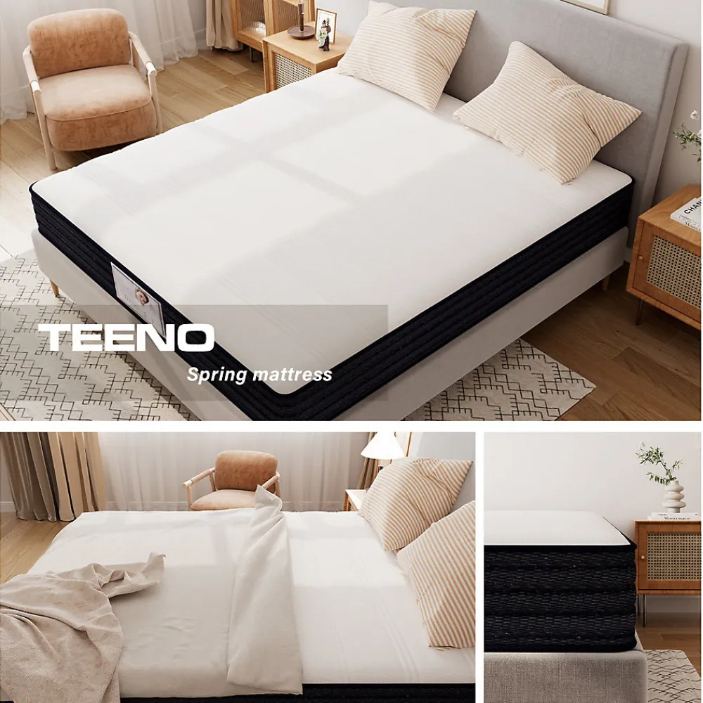 Ensemble Matelas à ressorts + Sommier avec lattes larges 140x190cm, Epaisseur du Matelas 22cm>Teeno Best