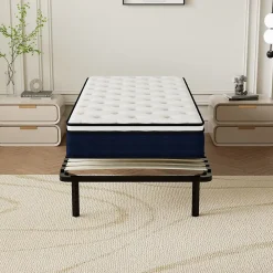 Teeno Ensemble Matelas à ressorts +Sommier à Lattes sur Pieds, 90x190cm, Epaisseur du Matelas 25cm* Ensemble Sommier Et Matelas