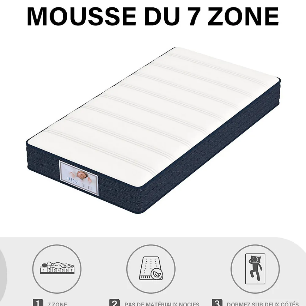 Ensemble Matelas à ressorts +Sommier à Lattes sur Pieds, 90x190cm, Epaisseur du Matelas 22cm>Teeno Hot