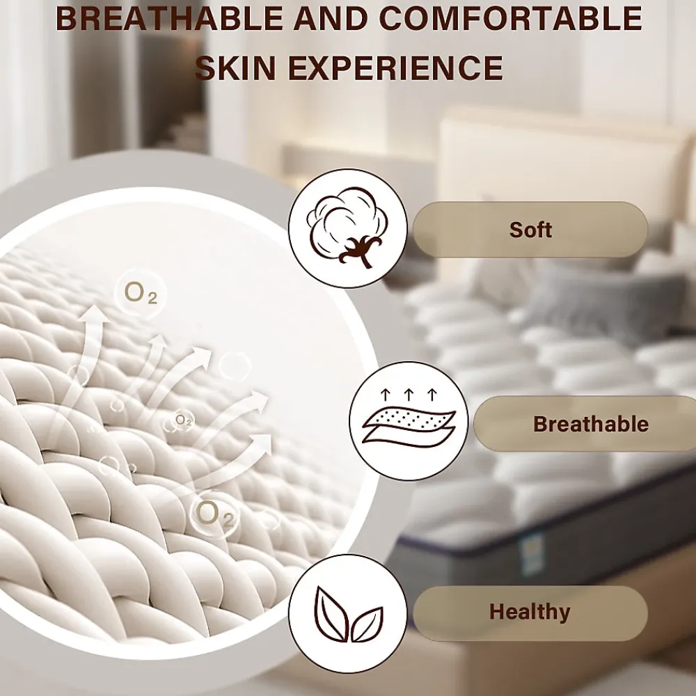 Teeno Ensemble Matelas à ressorts+ Lit Sommier Tapissier Déco 140x190cm, Epaisseur du Matelas 20cm* Ensemble Sommier Et Matelas