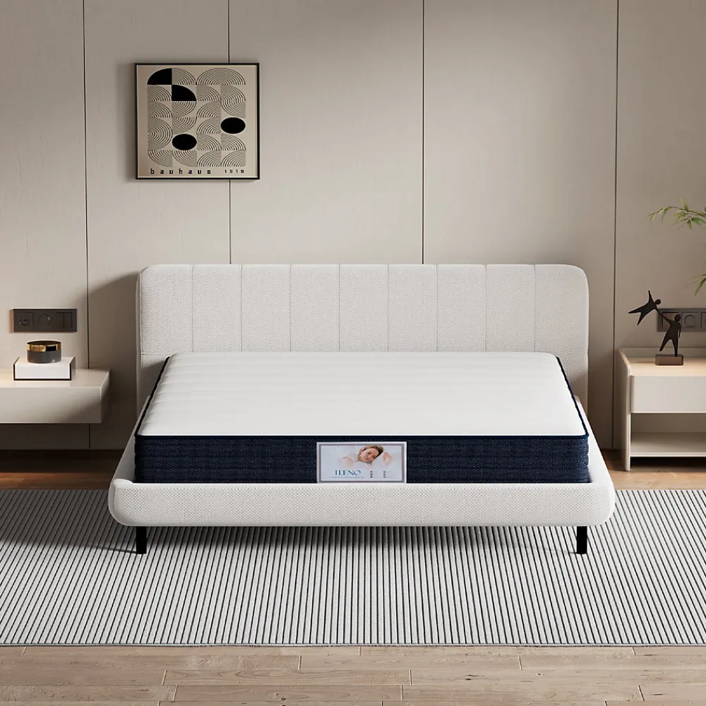 Ensemble Matelas à ressorts +Sommier à Lattes sur Pieds, 140x190cm, Epaisseur du Matelas 22cm>Teeno