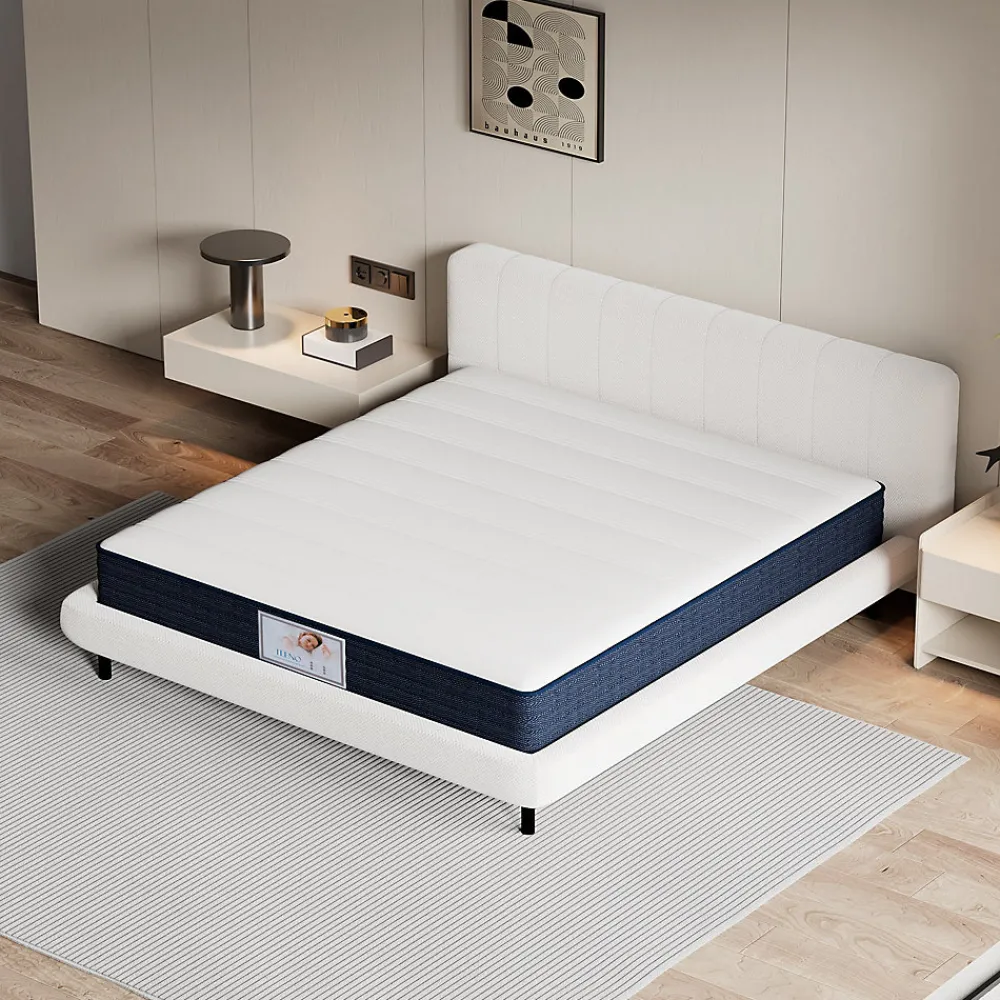 Ensemble Matelas à ressorts +Sommier à Lattes sur Pieds, 140x190cm, Epaisseur du Matelas 22cm>Teeno