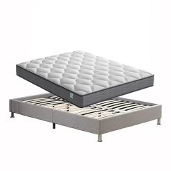 Ensemble Matelas à ressorts + Cadre de lit Plateforme Capitonné 140x190cm, Epaisseur du Matelas 20cm>Teeno Hot