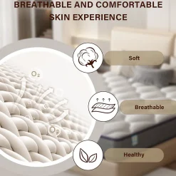 Ensemble Matelas à ressorts+ Lit Sommier Tapissier Déco 160x200cm, Epaisseur du Matelas 20cm><noscript><img width=
