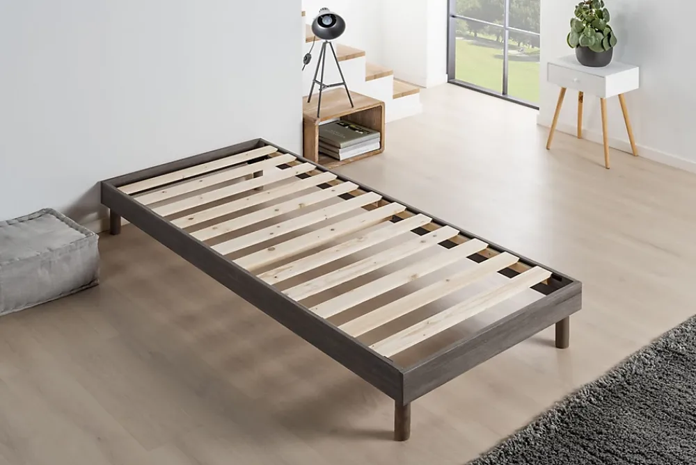 Idliterie Ensemble Matelas accueil Latex INITIAL Sommier en Kit - Chêne gris, - 90 x 190 cm* Ensemble Sommier Et Matelas