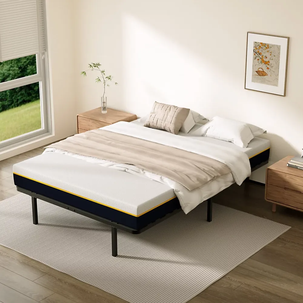 Teeno Ensemble matelas double en mousse de 17 cm + sommier à lattes larges 140x200 cm* Ensemble Sommier Et Matelas