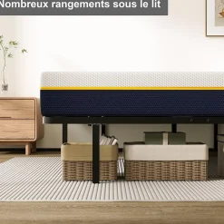 Teeno Ensemble matelas double en mousse de 17 cm + sommier à lattes larges 140x200 cm* Ensemble Sommier Et Matelas