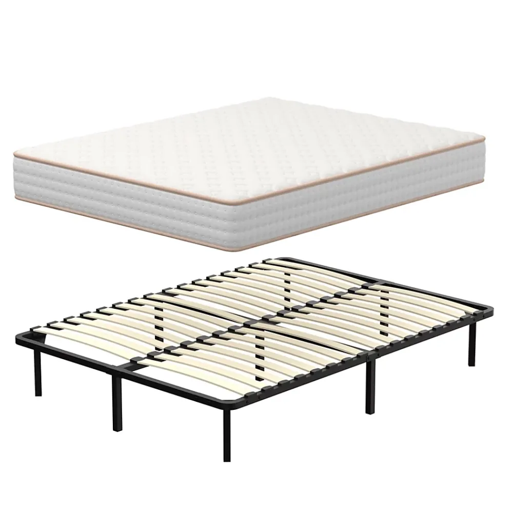 Teeno Ensemble Matelas en mousse + Sommier à Lattes 160x200cm, Epaisseur du Matelas 18 cm* Ensemble Sommier Et Matelas