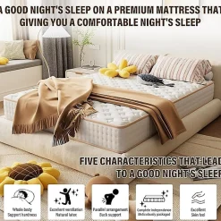 Teeno Ensemble Matelas en mousse + Sommier à Lattes 160x200cm, Epaisseur du Matelas 18 cm* Ensemble Sommier Et Matelas