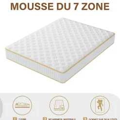 Teeno Ensemble Matelas en mousse + Sommier à Lattes 160x200cm, Epaisseur du Matelas 18 cm* Ensemble Sommier Et Matelas