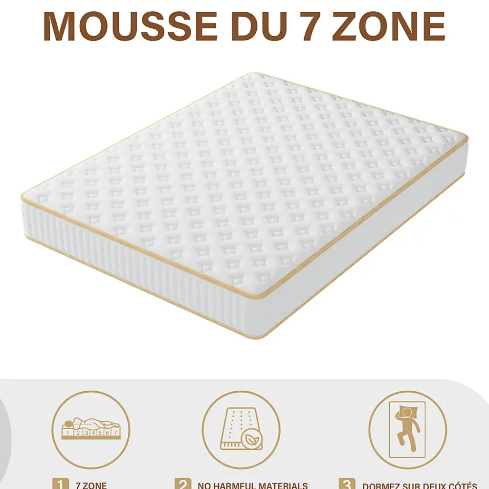 Teeno Ensemble Matelas en mousse + Sommier à Lattes 160x200cm, Epaisseur du Matelas 18 cm* Ensemble Sommier Et Matelas