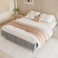 Teeno Ensemble Matelas en mousse + Cadre de lit Plateforme Capitonné 160x200cm, Epaisseur du Matelas 22cm* Ensemble Sommier Et Matelas