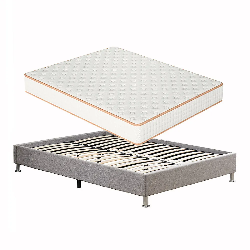 Ensemble Matelas en mousse + Cadre de lit Plateforme Capitonné 140x190cm, Epaisseur du Matelas 18cm>Teeno Outlet