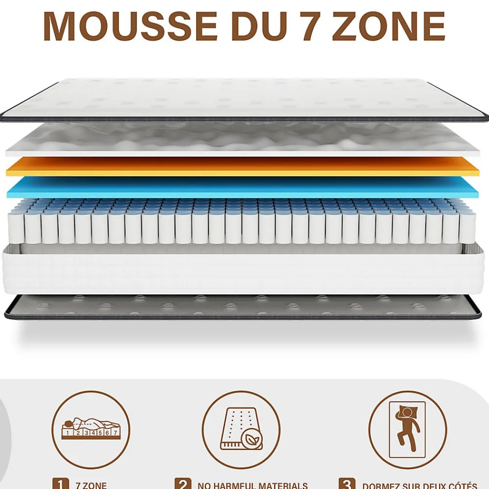 Ensemble Matelas en mousse + Sommier à Lattes 140x190cm, Epaisseur du Matelas 22cm>Teeno Sale