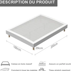 Teeno Ensemble Matelas en Mousse+ Lit Sommier Tapissier Déco 140x190cm, Epaisseur du Matelas 22cm* Ensemble Sommier Et Matelas