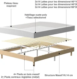 Ensemble Matelas en Mousse 160x200 cm+Sommier tapissier volige,9 Pieds Inclus,ensemble matelas et sommier><noscript><img width=
