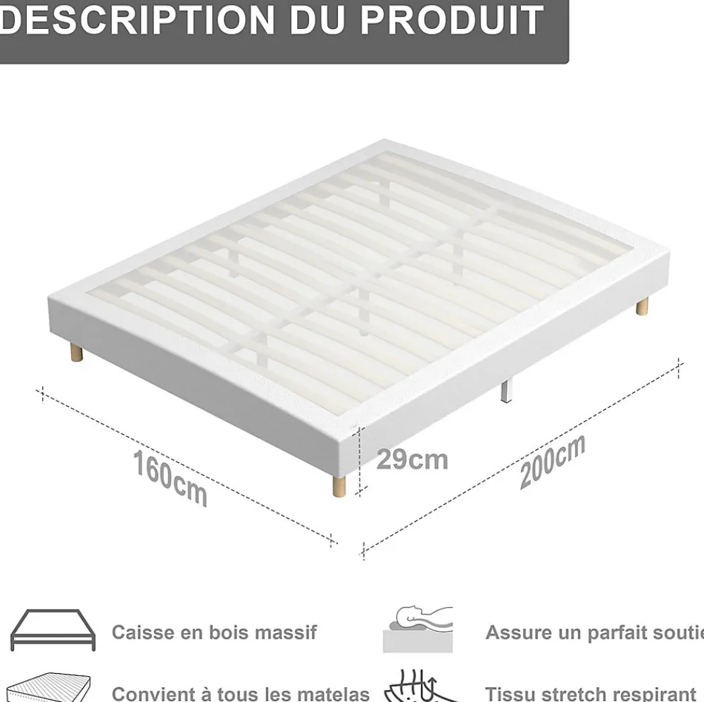 Ensemble Matelas en Mousse 160x200 cm+Sommier tapissier volige,9 Pieds Inclus,ensemble matelas et sommier>Teeno Sale