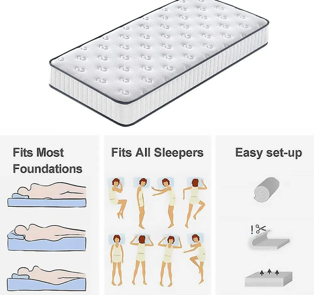 Ensemble Matelas en mousse + Sommier avec lattes larges 140x190cm, Epaisseur du Matelas 22cm>Teeno Discount
