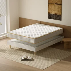 Ensemble Matelas en Mousse+ Lit Sommier Tapissier Déco 140x190cm, Epaisseur du Matelas 18cm><noscript><img width=