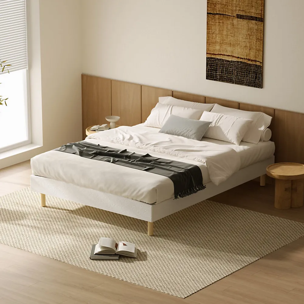 Ensemble Matelas en Mousse+ Lit Sommier Tapissier Déco 140x190cm, Epaisseur du Matelas 18cm>Teeno Best
