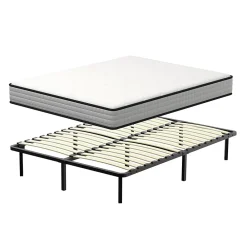 Teeno Ensemble Matelas en mousse + Sommier à Lattes 160x200cm, Epaisseur du Matelas 22cm* Ensemble Sommier Et Matelas