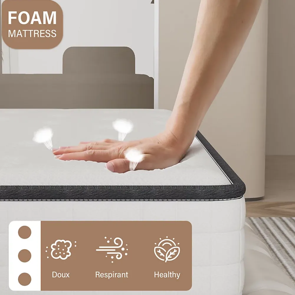 Teeno Ensemble Matelas en mousse + Sommier à Lattes 160x200cm, Epaisseur du Matelas 22cm* Ensemble Sommier Et Matelas