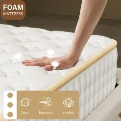 Ensemble Matelas en mousse + Sommier à Lattes 90x190cm, Epaisseur du Matelas 18 cm><noscript><img width=