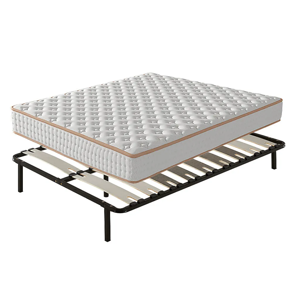 Teeno Ensemble Matelas en mousse + Sommier avec lattes larges 140x190cm, Epaisseur du Matelas 18 cm* Ensemble Sommier Et Matelas