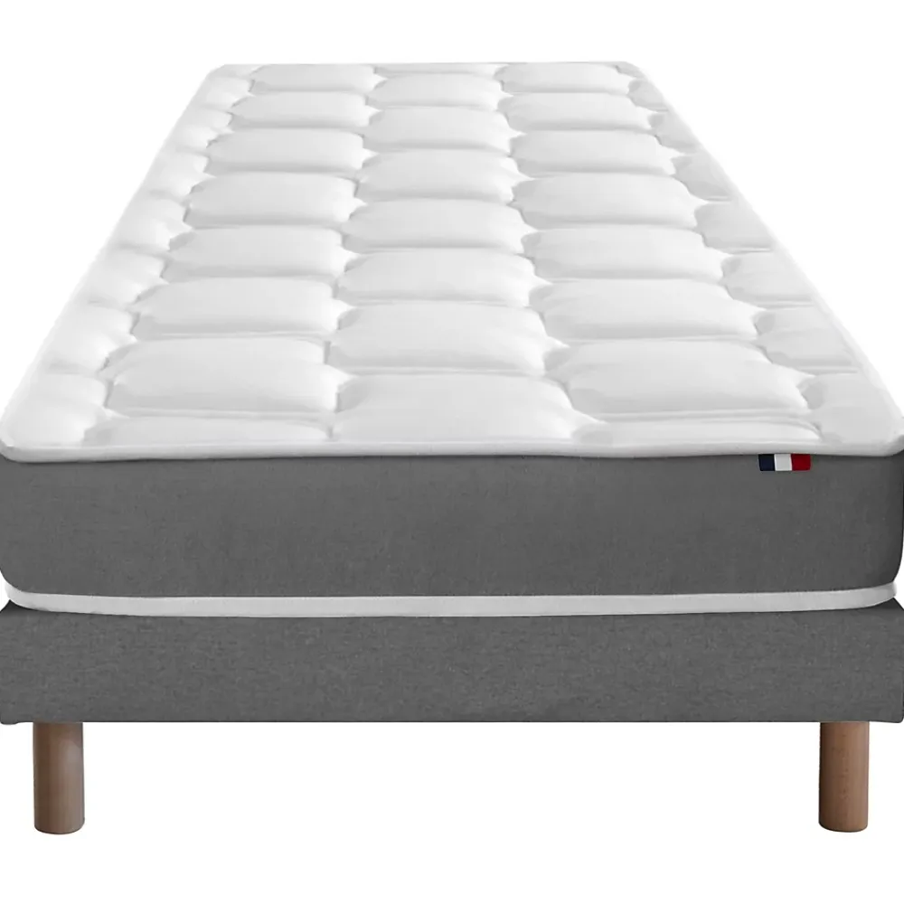 Idliterie Ensemble matelas mémoire forme sommier gris 90x190* Ensemble Sommier Et Matelas