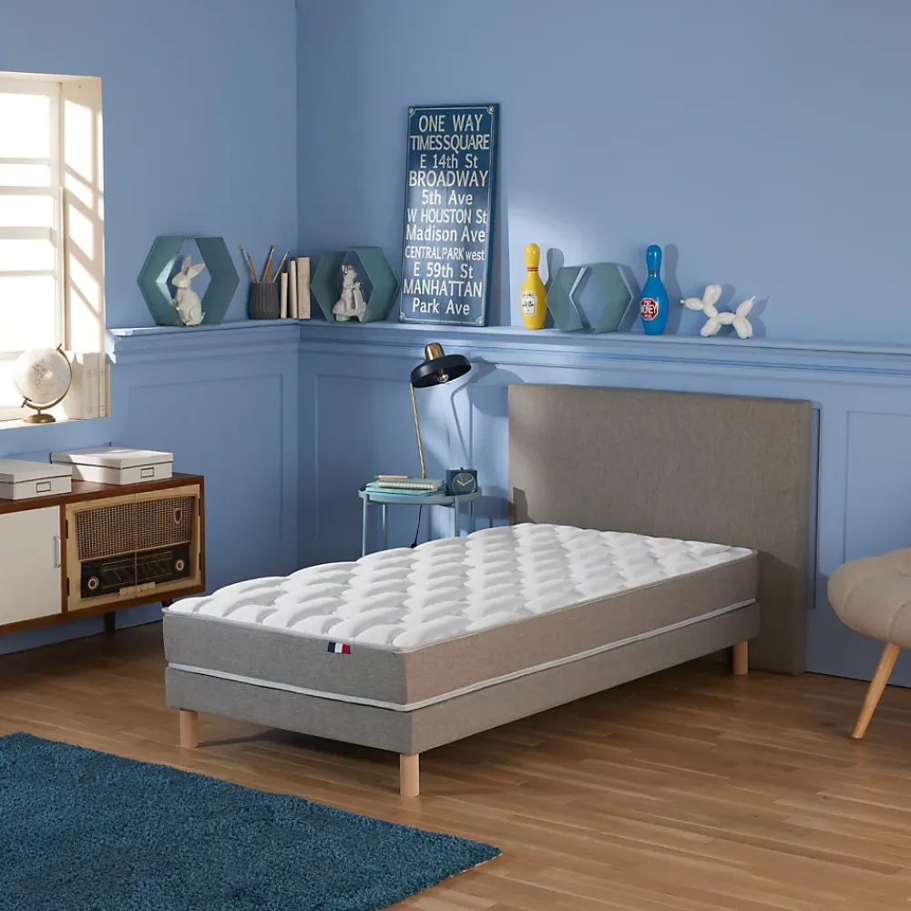 Idliterie Ensemble matelas mémoire forme sommier gris 90x190* Ensemble Sommier Et Matelas