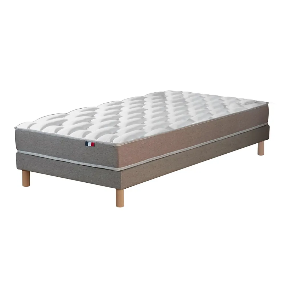 Idliterie Ensemble matelas mémoire forme sommier gris 90x190* Ensemble Sommier Et Matelas